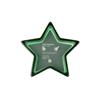 Vela aromática cedro y jazmín ámbar en envase de vidrio en forma de estrella 13 cm