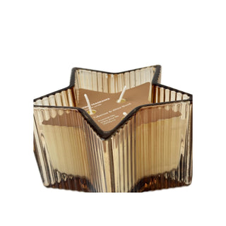 Vela aromática tuberosa y madera blanca envase de vidrio en forma de estrella 13 cm