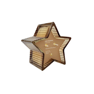 Vela aromática tuberosa y madera blanca envase de vidrio en forma de estrella 13 cm