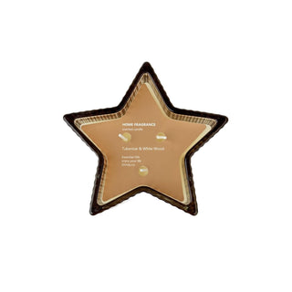 Vela aromática tuberosa y madera blanca envase de vidrio en forma de estrella 13 cm