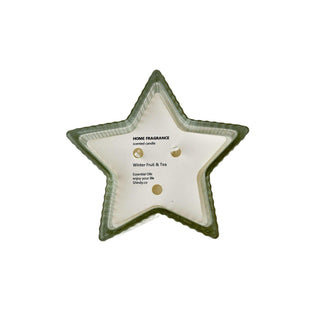 Vela aromática fruta de invierno y te en envase de vidrio en forma de estrella 13 cm