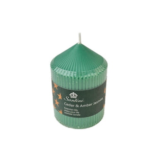 Vela de pilar aromática cedro y jazmín ámbar 10 cm