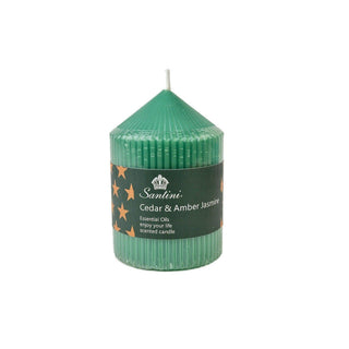Vela de pilar aromática cedro y jazmín ámbar 10 cm