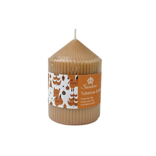 Vela de pilar aromática tuberosa y madera blanca 10 cm