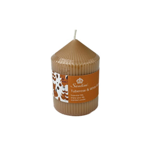 Vela de pilar aromática tuberosa y madera blanca 10 cm