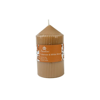 Vela de pilar aromática tuberosa y madera blanca 12.5 cm