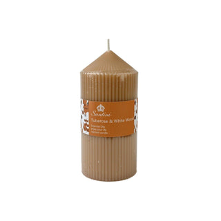 Vela de pilar aromática tuberosa y madera blanca 15 cm