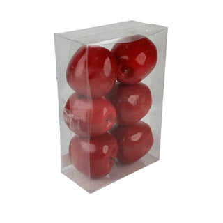 Juego de manzanas artificiales decorativas, 6 piezas - color rojo
