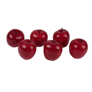 Juego de manzanas artificiales decorativas, 6 piezas - color rojo