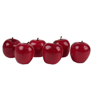 Juego de manzanas artificiales decorativas, 6 piezas - color rojo