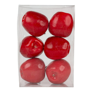 Juego de manzanas artificiales decorativas, 6 piezas - color rojo