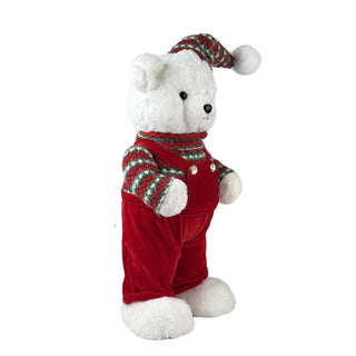Oso decorativo navideño de pie con gorro 47 cm – rojo/blanco