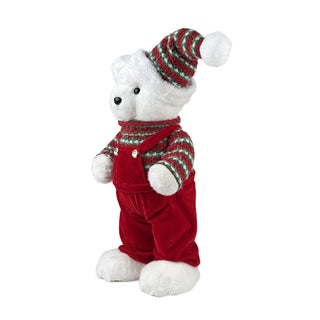 Oso decorativo navideño de pie con gorro 47 cm – rojo/blanco