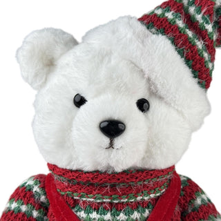 Oso decorativo navideño de pie con gorro 47 cm – rojo/blanco