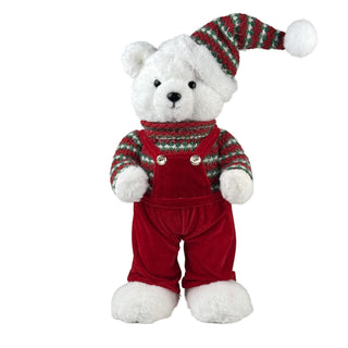Oso decorativo navideño de pie con gorro 47 cm – rojo/blanco