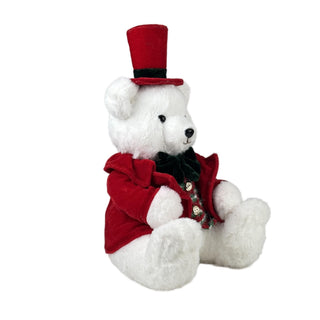 Oso decorativo navideño sentado con sombrero 36 cm – rojo/blanco