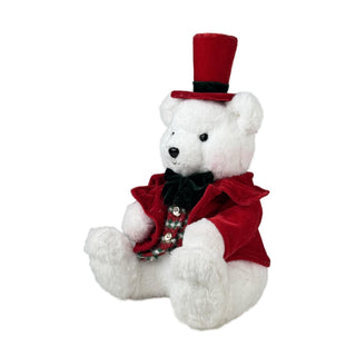 Oso decorativo navideño sentado con sombrero 36 cm – rojo/blanco