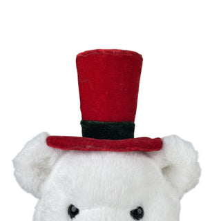 Oso decorativo navideño sentado con sombrero 36 cm – rojo/blanco