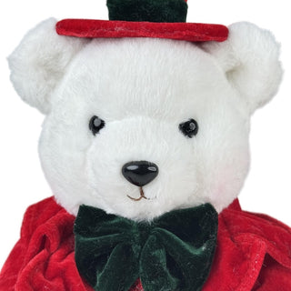 Oso decorativo navideño sentado con sombrero 36 cm – rojo/blanco