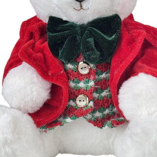 Oso decorativo navideño sentado con sombrero 36 cm – rojo/blanco
