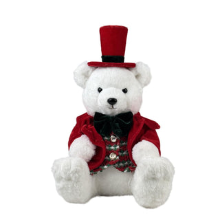 Oso decorativo navideño sentado con sombrero 36 cm – rojo/blanco