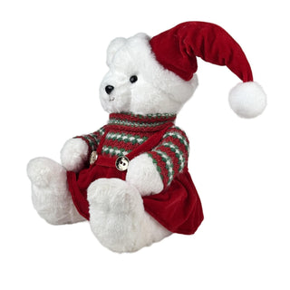 Osa decorativa navideña sentada con gorro 40 cm – rojo/blanco