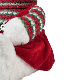 Osa decorativa navideña sentada con gorro 40 cm – rojo/blanco