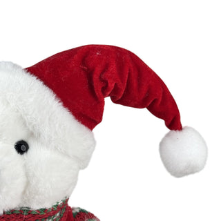 Osa decorativa navideña sentada con gorro 40 cm – rojo/blanco