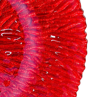 Plato de fondo de vidrio efecto hoja 32.8 cm - color rojo
