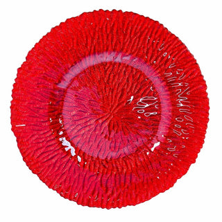 Plato de fondo de vidrio efecto hoja 32.8 cm - color rojo