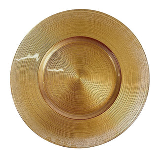 Plato de fondo de vidrio efecto círculos 33 cm - color dorado