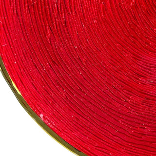 Plato de fondo de vidrio efecto círculos borde negro 33 cm - color rojo
