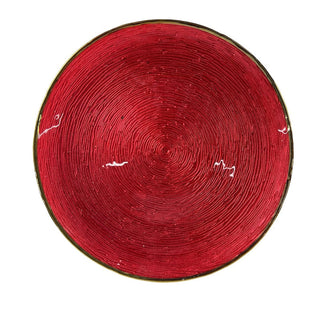 Plato de fondo de vidrio efecto círculos borde negro 33 cm - color rojo