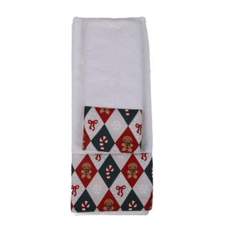 Juego de toallas de baño borde verde navideño 24 × 21 cm - color blanco