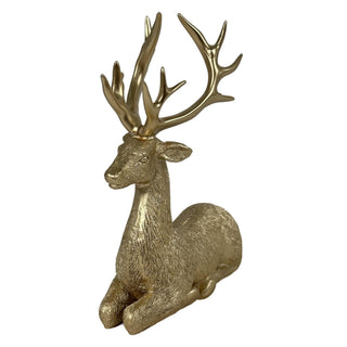 Reno decorativo navideño acostado 21 cm – dorado