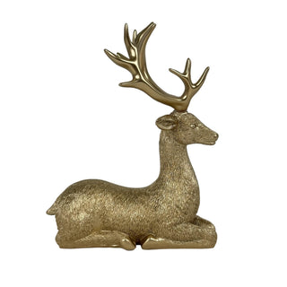 Reno decorativo navideño acostado 21 cm – dorado
