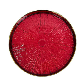 Plato de fondo de vidrio efecto hoja 33 × 2 cm - color rojo