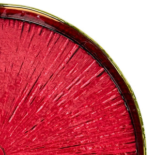 Plato de fondo de vidrio efecto hoja 33 × 2 cm - color rojo