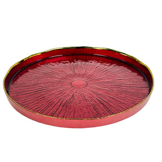 Plato de fondo de vidrio efecto hoja 33 × 2 cm - color rojo