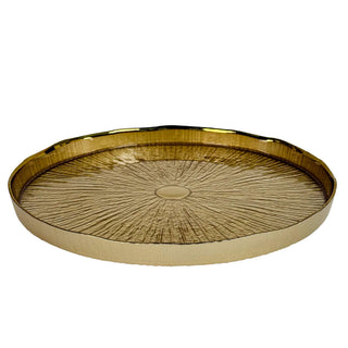 Plato de fondo de vidrio efecto hoja 33 × 2 cm - color dorado