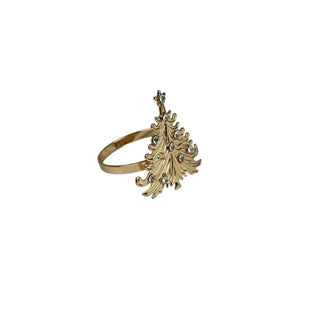 Juego de anillos para servilletas de metal motivo árbol con brillantes 10.6 cm - color dorado