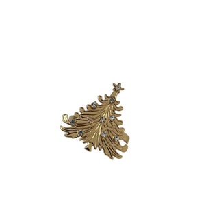 Juego de anillos para servilletas de metal motivo árbol con brillantes 10.6 cm - color dorado