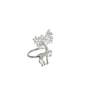 Juego de anillos para servilletas de metal motivo reno 10.6 cm - color plateado