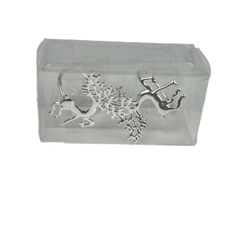 Juego de anillos para servilletas de metal motivo reno 10.6 cm - color plateado