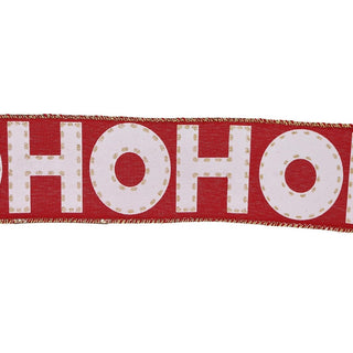 Cinta navideña Ho Ho Ho, 6.3 cm x 8 metros - color rojo