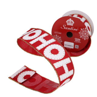 Cinta navideña Ho Ho Ho, 6.3 cm x 8 metros - color rojo