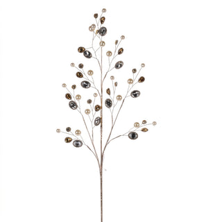 Rama decorativa navideña gemas 76 cm - color blanco/dorado/transparente