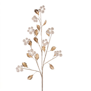 Rama decorativa navideña perlas  76 cm - color dorado