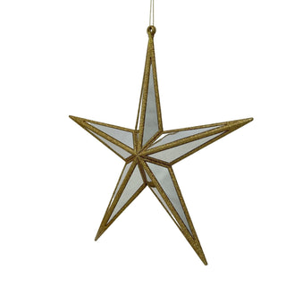 Estrella colgante navideña tipo espejo borde dorado 28 × 4.5 × 29 cm