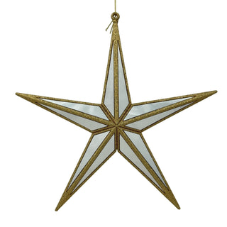 Estrella colgante navideña tipo espejo borde dorado 28 × 4.5 × 29 cm